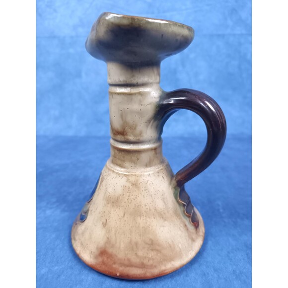 Mid Century Stoneware Vintage Pottery Hand Painted Small Liquor Pitcher - Picture 10 of 10